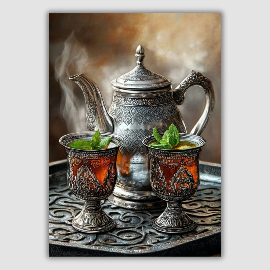 Moroccan Mint Tea Tray A4 Metal Poster